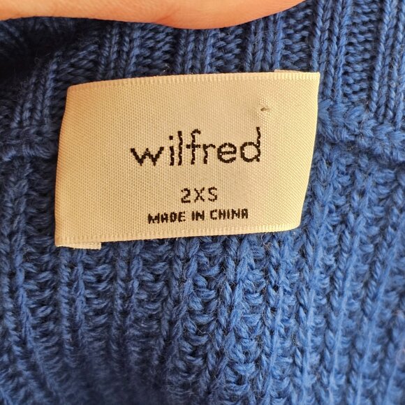 Wilfred Aritzia NWT Sardou Vibrant Blue Scalloped Scoop Cropped Sweater Sz XXS - Picture 5 of 9